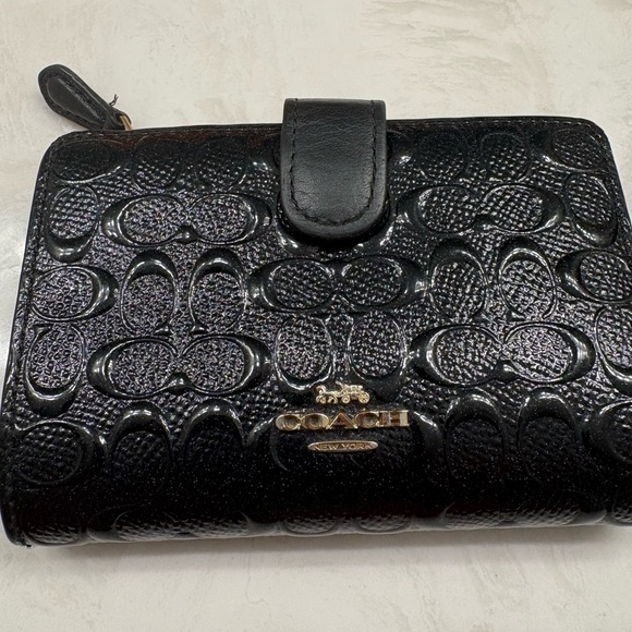 Coach black glitter embossed leather wallet. - Picture 2 of 10
